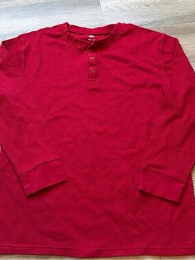 Beverly Hills Polo Club Men's Red Long Sleeve Henley
